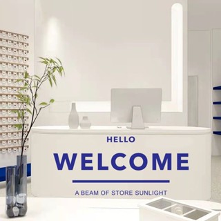 สติกเกอร์ฉลุลาย Welcome to Sticker สําหรับติดตกแต่งกระจก หน้าต่าง ประตู ร้านกาแฟ ร้านเสื้อผ้า ร้านชานม บาร์