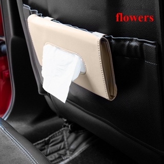 ที่ใส่กระดาษทิชชู่ในรถยนต์ หนัง PU ลายดอกไม้ สําหรับที่บังแดด เบาะหลังรถยนต์