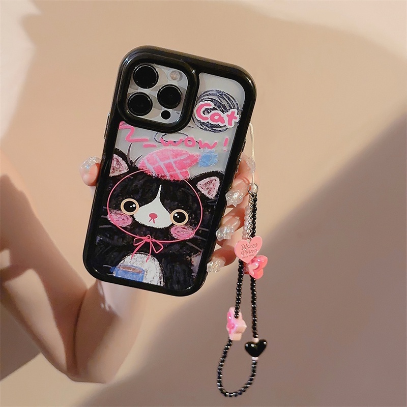 dd-เคสโทรศัพท์มือถืออะคริลิค-ลายแมวดํา-สําหรับ-apple-iphone-13-12-promax-xs-13-promax-78-plus-14-promax-7-8-15-pro-15-promax