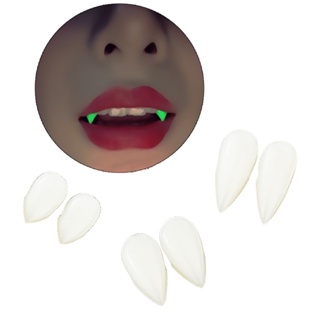 ฟันปลอมแวมไพร์ แบบเรืองแสง สําหรับปาร์ตี้ฮาโลวีน จํานวน 2 ชิ้น