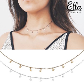 Ellastore123 สร้อยคอโช้กเกอร์ โลหะผสม จี้รูปดาว ของขวัญ สําหรับผู้หญิง ออกเดท