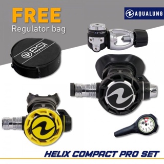 Aqualung - Helix Compact Pro Regulator 1st + 2nd Stage + Helix Compact Octopus + PSI Pressure Gauge (Mini2K or Slimline)