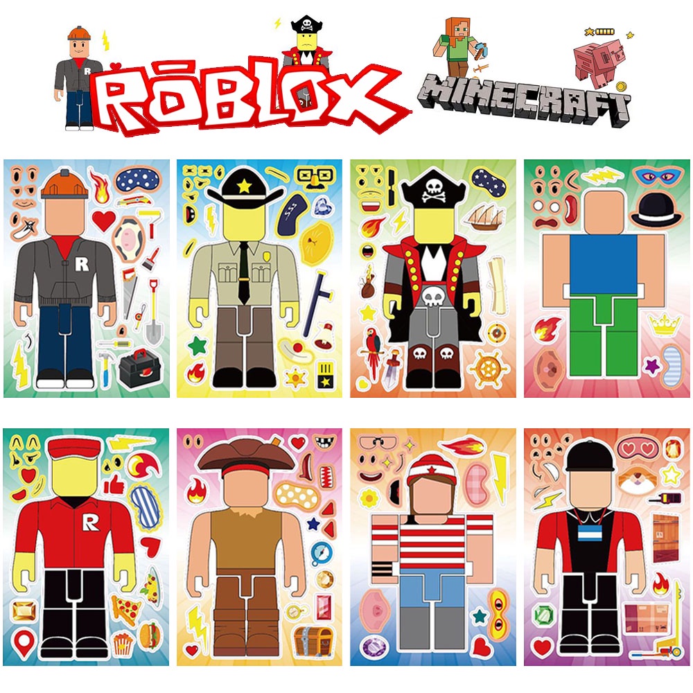 สติกเกอร์ ลายการ์ตูน Roblox และ Minecraft DIY สําหรับติดตกแต่งกล่องทราย ...