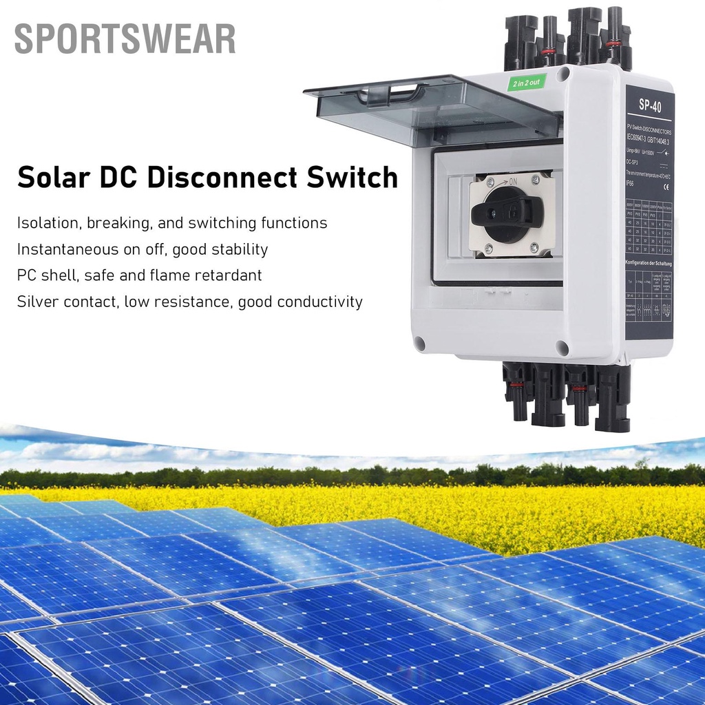 Sportswear DC1000V 32A Solar Disconnect Switch 2 ใน Out พลังงานแสง ...