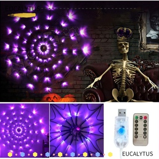 Eutus สายไฟ LED รูปแมงมุม กันน้ํา พร้อมรีโมตคอนโทรล สําหรับตกแต่งปาร์ตี้ฮาโลวีน