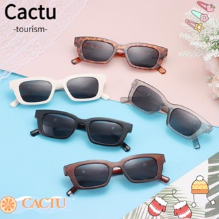 Cactu แว่นกันแดด ทรงสี่เหลี่ยมผืนผ้า วินเทจ UV400 ป้องกัน กรอบสี่เหลี่ยม สําหรับผู้หญิง