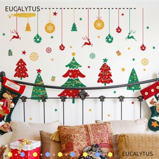 Eutus สติกเกอร์ติดผนัง ลาย Merry Christmas Year สําหรับตกแต่งบ้าน หน้าต่าง