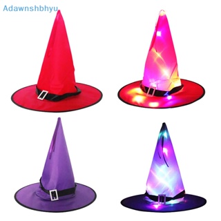 Adhyu หมวกแม่มด มีไฟ LED พร็อพคอสเพลย์ สําหรับแขวนตกแต่งต้นฮาโลวีน ปาร์ตี้