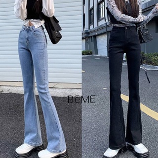 กางเกงยีนส์ขายาวเเฟชั่นสไตลืเกาหลีผู็หญิงสวมใส่สบายสีชัดไม่ตก