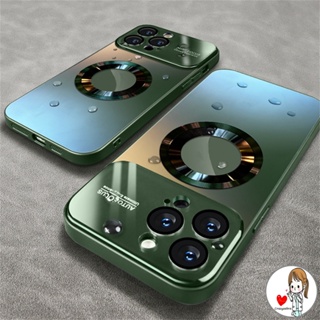 เคสโทรศัพท์มือถือ แบบแม่เหล็ก ผิวด้าน ป้องกันเลนส์กล้อง หรูหรา สําหรับ iPhone 14 Pro Max 13 12 11 Plus