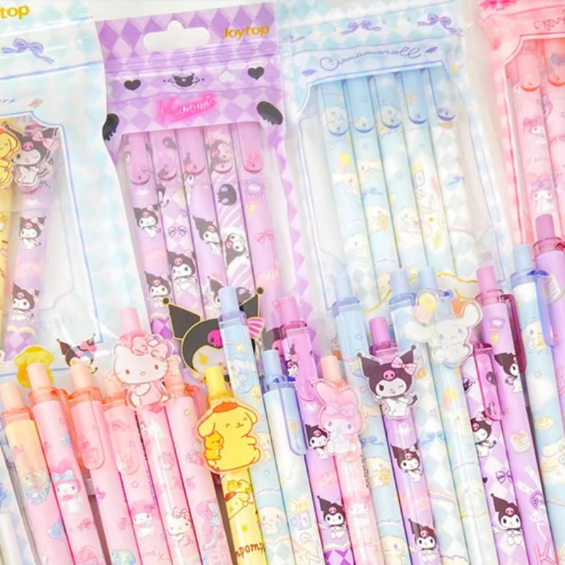 sanrio-ปากกาเจล-ลายการ์ตูน-hello-kitty-kuromi-cinnamoroll-0-5-สีดํา-เครื่องเขียน-สําหรับเด็กนักเรียน-5-ชิ้น