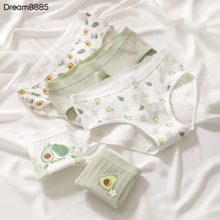 Dru- กางเกงชั้นใน ผ้ายืด พิมพ์ลายผลไม้ ประดับโบว์ สําหรับผู้หญิง 5 ชิ้น