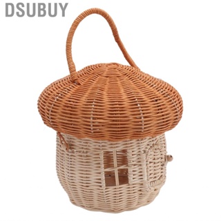 Dsubuy Portable Rattan   Hand Crafted Cute Woven Elegant Mushroom Shape Lightweight for Photo Props Storage