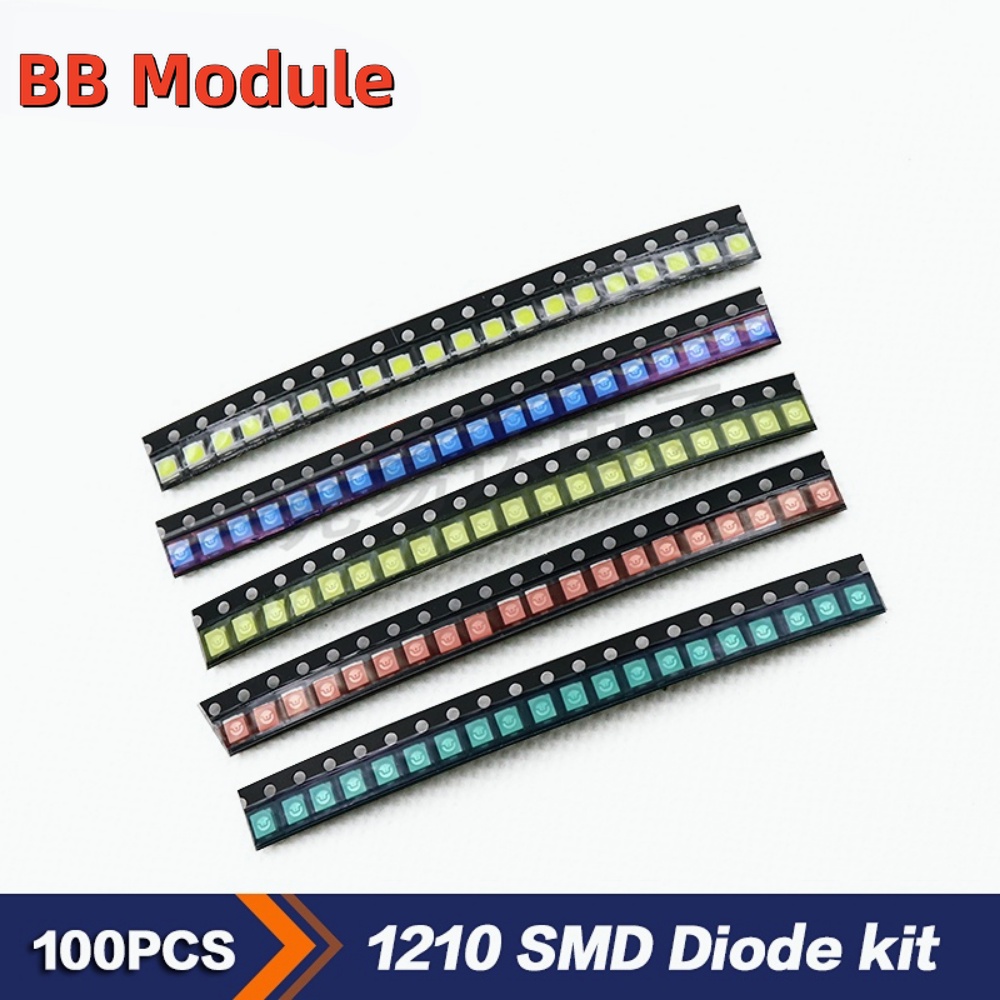 ไดโอดเปล่งแสง SMD สีขาว สีฟ้า สีแดง สีเหลือง สีเขียว LED 1210 100 ชิ้น ...