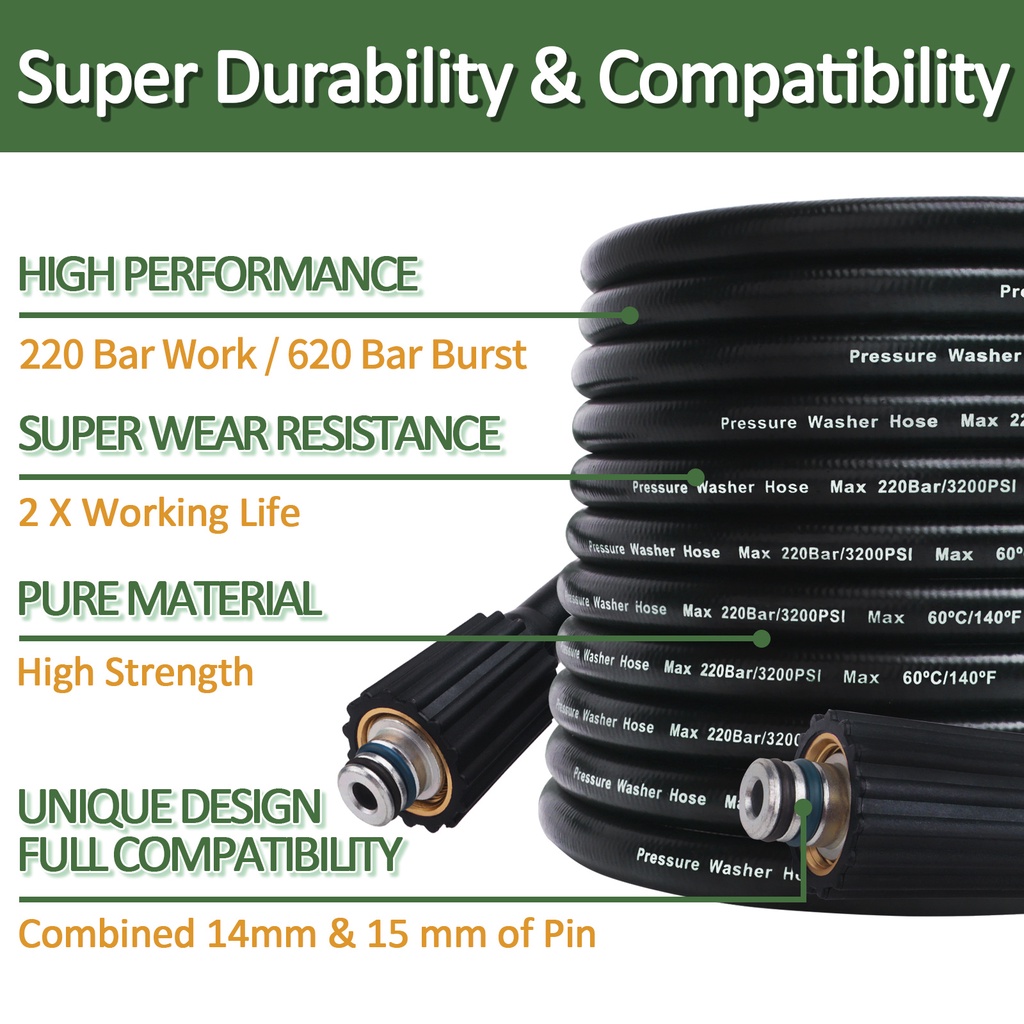 สายท่อแรงดันสูง M22-Pin 14/15 สําหรับ Karcher Elitech Interskol Huter ...