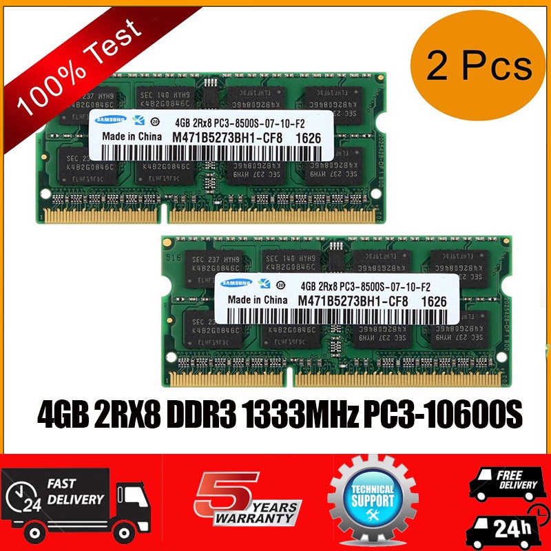 การ์ดหน่วยความจําโน้ตบุ๊ก-8-gb-2x4gb-samsung-4gb-2rx8-pc3-8500s-ddr3-1066mhz-204pin-sodimm