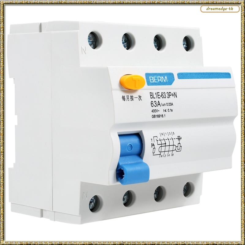 Disjoncteur Différentiel 4P 63A 30mA Type A - Protection Fuite 400V - Montage Rail DIN 35mm - Pour Maison, Industrie, Bureaux