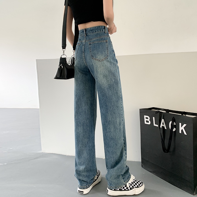 daduhey-womens-korean-style-high-waist-jeans-dropping-straight-new-sliding-wide-leg-loose-fashion-mop-pants