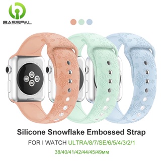 สายนาฬิกาข้อมือ ยางซิลิโคนนิ่ม ลายเกล็ดหิมะ สําหรับ A-pple watch Series Ultra 8 7 6 SE 5 4 3 2 1 i watch 49 มม. 41 มม. 45 มม. 44 มม. 42 มม. 40 มม. 38 มม.