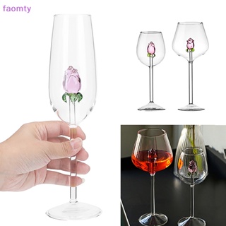 Faomty แก้วไวน์แดง แชมเปญ ดอกกุหลาบน่ารัก 3D สีชมพู สร้างสรรค์ ของขวัญ สําหรับครัวเรือน