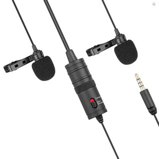 {Fsth} Dual Omni-directional Lavalier Microphone Lapel Clip-on Condenser Microphone for Canon   DSLR Camera Camcorder for iPhone Samsung Huawei Smartphone Audio Recorders