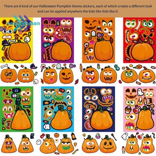 Epmn&gt; สติกเกอร์ รูปฟักทองแม่มด แวมไพร์ สร้างเกมปริศนา Make A Face 8 แผ่น ต่อชุด สําหรับตกแต่งปาร์ตี้ฮาโลวีน