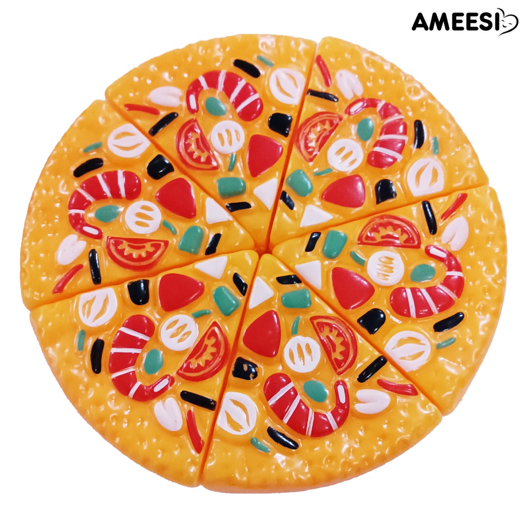 ameesi-แกล้งทําเป็นเล่นของเล่นพิซซ่ารูปร่างพื้นผิวเรียบออกกําลังกายทักษะทางสังคมการตัดอาหารของเล่นพื้นฐานทักษะการพัฒนาสําหรับเด็ก