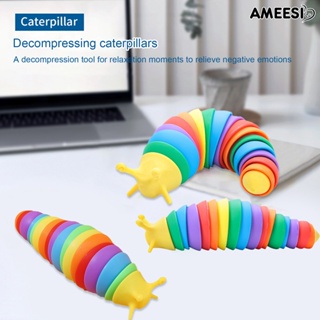Ameesi Fidget Slug ของเล่นคลายเครียด รูปกระตุ้นประสาทสัมผัสน่ารัก 3D สีสันสดใส สําหรับเด็กผู้ชาย ผู้หญิง