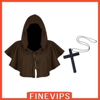 [Finevips] เสื้อคลุมฮาโลวีน เทศกาลกลางวัน พร้อมสร้อยคอไม้กางเขน สําหรับผู้ใหญ่