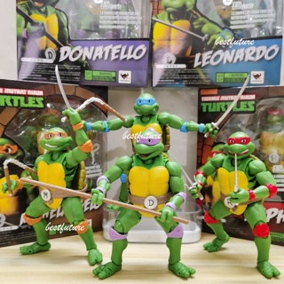 โมเดลฟิกเกอร์ S H Figuarts Teenage Mutant Ninja Turtles Articulado Leonardo Raphael Donatello Michelangelo Shf Tmnt สําหรับตกแต่งบ้าน