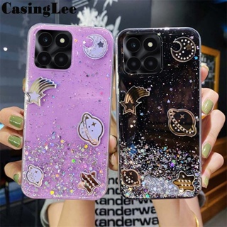 เคสโทรศัพท์มือถือแบบใส ลายดาวเคราะห์ กลิตเตอร์ ท้องฟ้ากลางคืน สําหรับ Honor X6A X6 X8A X8 X6S X6 X8 X8A X6A