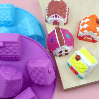 Flgo แม่พิมพ์ซิลิโคนเรซิ่น อีพ็อกซี่ รูปบ้านคริสต์มาส 3D สําหรับทําเค้ก คุกกี้ ขนมปัง DIY