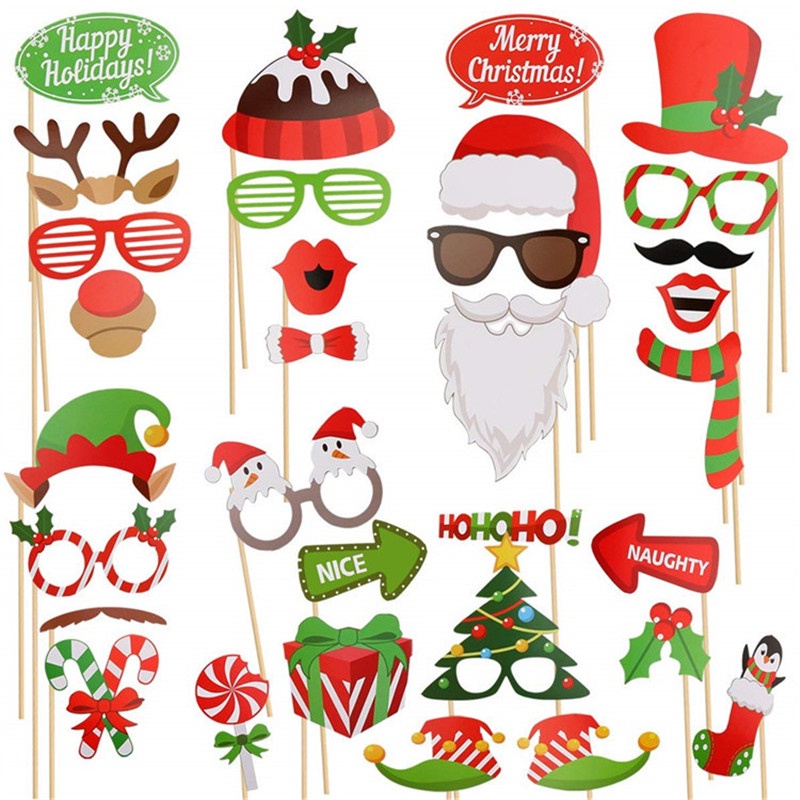photo props Sales Christmas Photo Booth Props Kit Masks Lips Beard ...