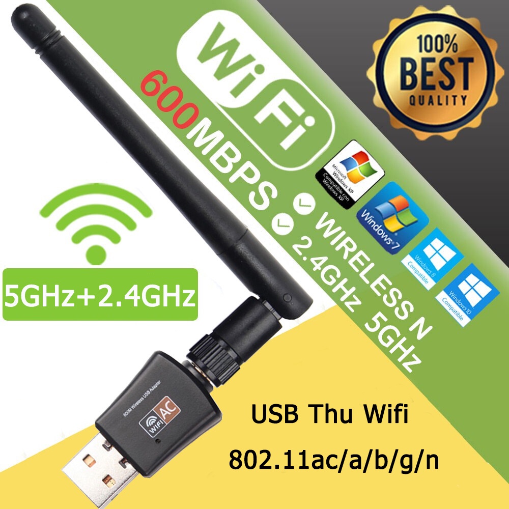 Wifi USB Receiver Wifi พร ้ อมเสาอากาศไร ้ สาย 5GHz 2.4GHz 600Mbps ...