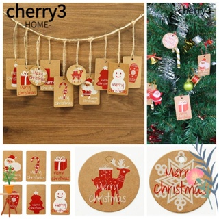 Cherry3 ป้ายแท็กไม้ ลายการ์ตูนสโนว์แมน ซานต้าคลอส แฮนด์เมด DIY สําหรับแขวนตกแต่งต้นคริสต์มาส 100 ชิ้น