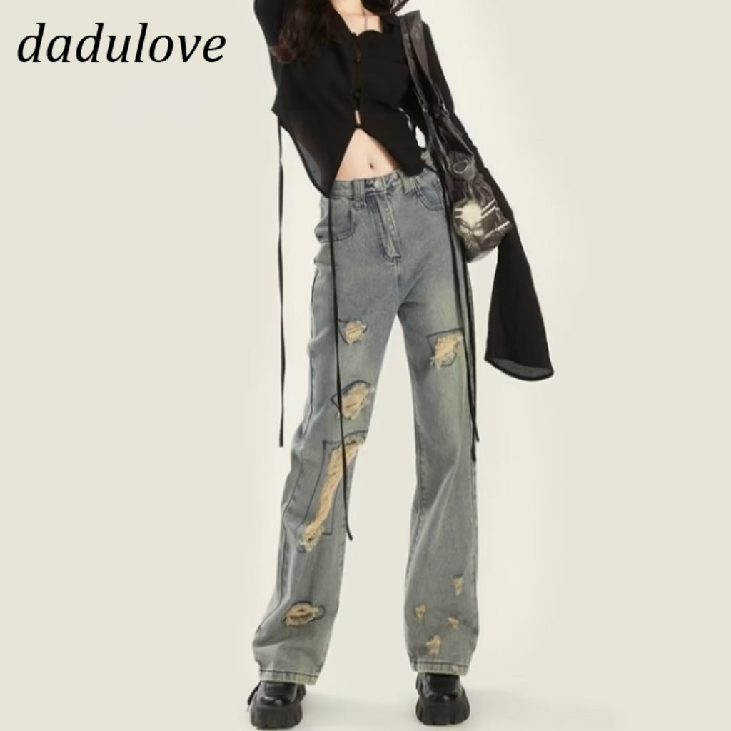 dadulove-new-american-ins-high-street-retro-ripped-jeans-niche-high-waist-loose-wide-leg-pants-trousers