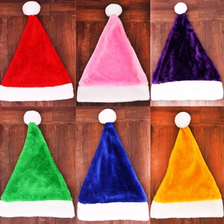 Christmas_ หมวกซานตาคลอส ผ้ากํามะหยี่ขนนิ่ม ให้ความอบอุ่น หลากสีสัน สําหรับผู้ใหญ่