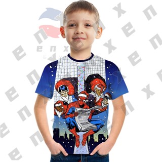 Spider-mans ใหม่ เสื้อยืดลําลอง แขนสั้น พิมพ์ลายการ์ตูนคริสต์มาส 3D แฟชั่น สําหรับผู้ชาย และผู้หญิง