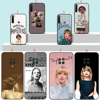 เคสโทรศัพท์มือถือนิ่ม ลายการ์ตูนอนิเมะ Taylor Swift สีดํา สําหรับ Redmi Note 9 9S 9 Pro 9 Pro Max 9T 10 10 Pro 4G H12