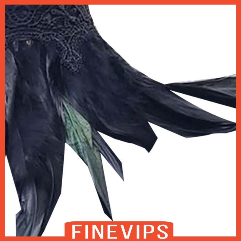 finevips-ผ้าคลุมไหล่-ผ้าคลุมไหล่-ขนนก-แต่งลูกไม้-สีดํา-สไตล์พังก์-สําหรับแต่งคอสเพลย์-ปาร์ตี้