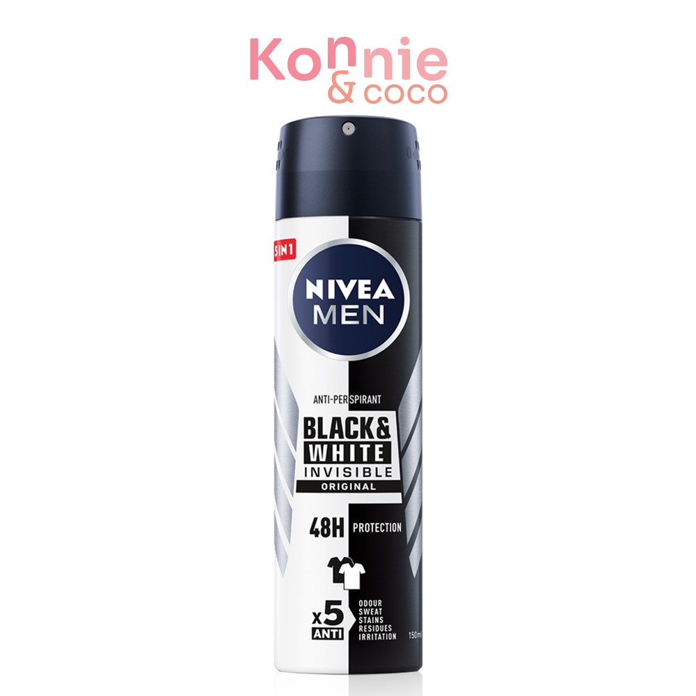 nivea-deo-invisible-for-black-white-clear-spray-150ml-นีเวีย-ดีโอ-อินวิซิเบิ้ล-แบล็ค-แอนด์-ไวท์-สเปรย์ระงับกลิ่นกาย