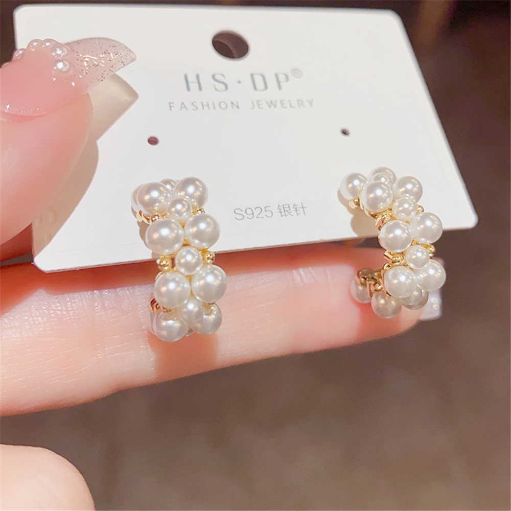 ต่างหูสตั๊ด-เงิน-s925-ประดับมุก-ทรงกลม-สไตล์เกาหลี-เครื่องประดับ-สําหรับผู้หญิง
