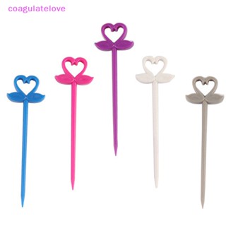 Coagulatelove ส้อมจิ้มผลไม้ รูปหงส์ แบบใช้แล้วทิ้ง 10 ชิ้น [ขายดี]