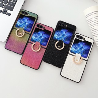 เคสโทรศัพท์ กันกระแทก ฝาพับ พร้อมแหวนขาตั้ง สําหรับ Samsung Galaxy Z Flip 5 Ring PC Samsung Z Flip5 Flip Z 5