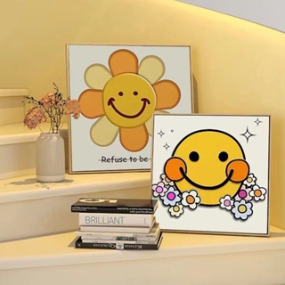 ภาพวาด ลายดอกทานตะวัน หน้ายิ้ม สไตล์เกาหลี ยุโรปเหนือ สําหรับแขวนตกแต่งผนังห้องนอน ห้องนั่งเล่น