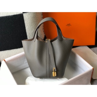 พรี ราคา11500 Hermes Picotin Togo หนังแท้ กระเป๋าถือ กระเป๋าถังน้ำ 22cm 18cm