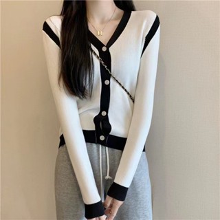 เสื้อแจ็กเก็ตคาร์ดิแกน ผ้าฝ้ายถัก คอปก 25064v ทรงสลิมฟิต ขนาดเล็ก เข้ากับทุกการแต่งกาย สําหรับผู้หญิง DP8P