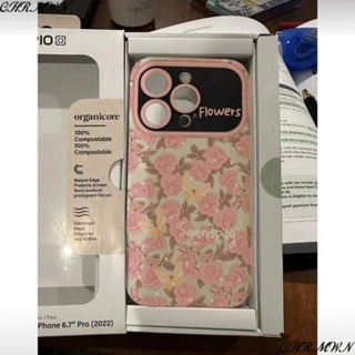 เคสป้องกันโทรศัพท์มือถือ ลายดอกกุหลาบ สีชมพู สําหรับ Apple Iphone 13 14promax 11 12pro xs CL8A