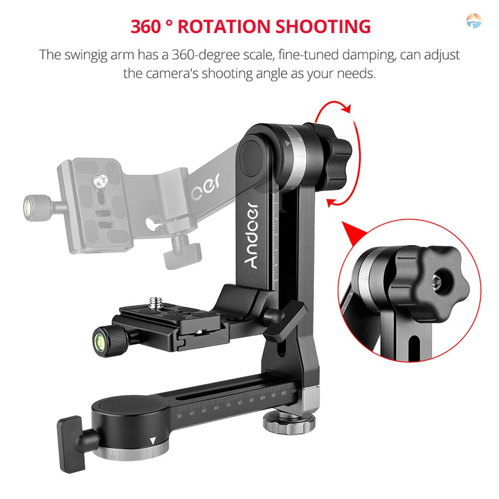 fsth-andoer-heavy-duty-360-panoramic-ขาตั้งกล้องอลูมิเนียม-รับน้ําหนักได้-15-กก-33-ปอนด์-พร้อมสกรู-1-4-นิ้ว-และ-3-8-นิ้ว-สําหรับกล้อง-dslr