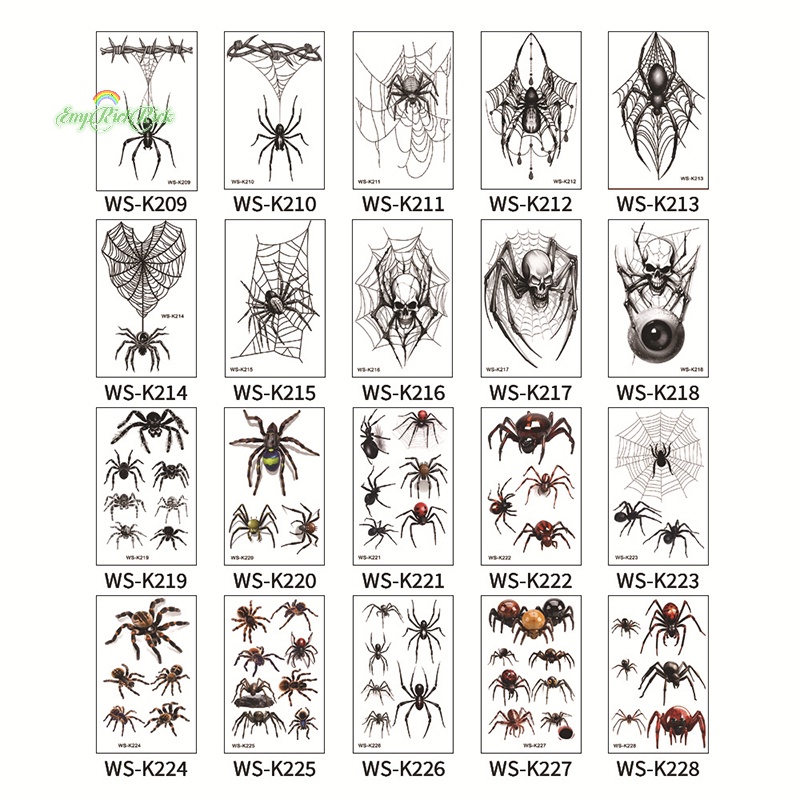 erck-gt-สติกเกอร์รอยสักชั่วคราว-ลายแมงมุม-และแผลเป็น-กันน้ํา-สําหรับตกแต่งปาร์ตี้ฮาโลวีน-2-แผ่น